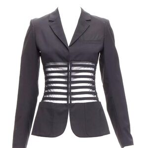 JEAN PAUL GAULTIER FEMME black wool CORSET/BLAZER Size EU 40/US 6. Authentic